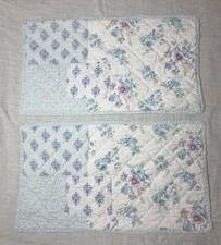 2 Simply Shabby Chic FLORAL BLUE DASCHA Patchwork Rachel Ashwell King Shams Pair picture