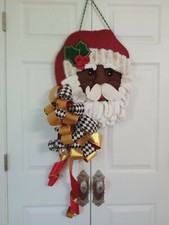 Gorgeous African American Santa Claus Door Decor With Detachable Bow  picture