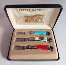 LITTLE BARBERS RAZOR SET NUMBERED MINI KNIVES UNITED JAPAN STAG HANDLES RARE picture