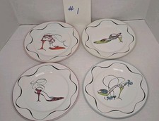 Rosanna French Inspired High Heel Stiletto Shoes Salad Plates Set Of 4 Pre-owned picture