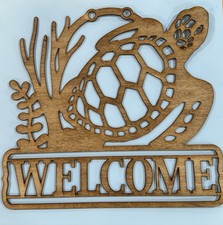 Sea Turtle Welcome Sign – Laser Cut Wood Ocean Coastal Decor Handcrafted picture