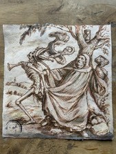 Antique Old Master Drawing After Hans Holbein Dance of Death The Abbot picture