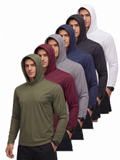 6 Pack Mens Lightweight Athletic Hoodies Long Sleeve Mesh Gym Running Tops picture