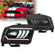 For Ford Mustang 2005-2009 Dual Beam LED Headlights w/ Sequential Turn Signals picture