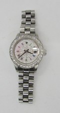 CROTON AUTOMATIC BELLAGIO CRYSTAL DIAL & BEZEL STAINLESS STEEL 26MM WRIST WATCH picture