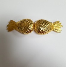 Vintage Dotty Smith 1980's Pineapple Gold Tone Belt Buckle picture
