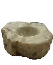 Vintage Italian Alabaster Ashtray Mid Century Modern Raw Rock Edge Catchall MCM picture