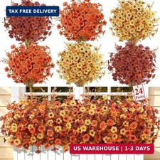 SHareconn 24Pcs Artificial Fall Flowers UV Resistant Fake Mums for Outdoors picture