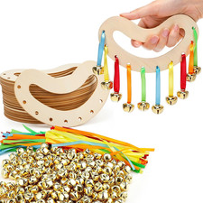 Hicarer 24 Sets DIY Wooden Tambourine Craft Kit for Parties and Gifts picture