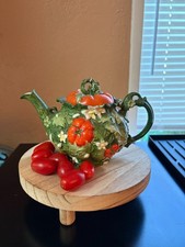 Rare Antique Ernst Wahliss Turn-Teplitz Majolica Tomato Teapot c. 1900 - As is picture