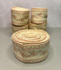 Vintage Floral Fabric Ribbon Trim Beige Pink 2 in x ? in Lot for Sewing picture