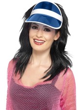 Smiffys Women's Blue 80s Costume Sun Visor - One Size, Official Branded Item picture