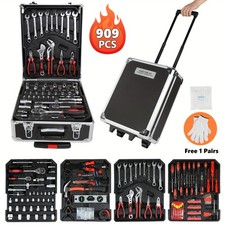 909 PCS Tool Set Mechanics Tool Kit Wrenches Socket Repair Tool Case w/wheels picture