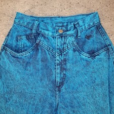 VTG Roper Jeans Womens 5 Turquoise Blue Bareback High Rise Straight Made In USA picture