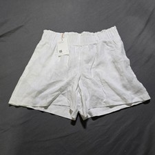 Quince Linen Shorts Womens Medium White Elastic Paperbag Waist NWT picture