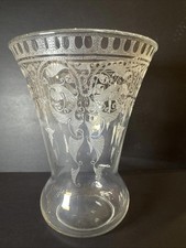 Beautiful Etched Glass Vase 8.5” No Chips No Cracks picture