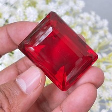 100 Ct Blood Red Topaz Certified Flawless Emerald Cut Loose Gemstone picture