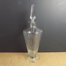 Antique Bohemian Glass Decanter Acid Etched Scrolls & Flowers picture