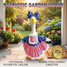 23 Inch Porch Goose Statue, Summer Sculpture Anniversary Lawn Garden Decoration picture