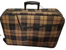 Vtg 60s Hinomoto Japanese Plaid Check Mod Suitcase Luggage Train Case 13