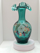 Fenton 1996 Spruce Green Glass Vase Signed Thomas K Fenton A Farley Limited 2069 picture