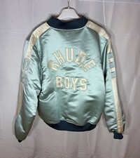 RHUDE Men’s Bomber Jacket Blue Solid Logo Embroidered Full Zip Pockets Size L picture