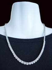 EFFY New 925 Sterling Silver 3/8 TCW Natural 106 Diamond Tennis Necklace 18” picture