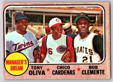 1968 Topps #480 Manager's Dream (Tony Oliva / Chico Cardenas / Bob Clemente) picture