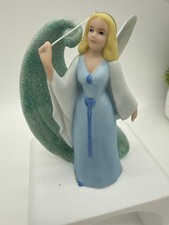 Vintage Disney Store Blue Fairy Pinocchio Bisque Porcelain Figurine Glitter picture