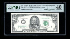 DBR 1963-A $50 FRN Philadelphia STAR Fr. 2113-C* PMG XF-40 Serial C00356836* picture