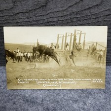 Casper, WYO Rodeo RPPC - Wild Long Horned Texas Steer Bucking Action picture