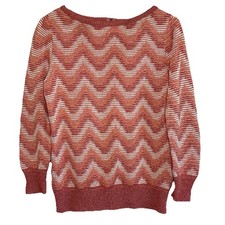 Vintage Goldworm Small Pullover Chevron Sweater 3/4 Sleeve Granny Chic Fall O10 picture