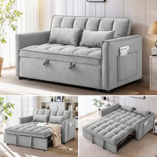 3&1 Convertible Sleeper Sofa Bed Velvet Pull Out Couch Adjustable Loveseat Futon picture