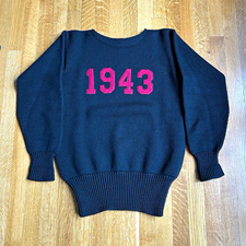 Vintage 1940s Harvard Collegiate Knit Sweater Pullover Class of 1943 picture