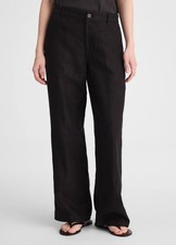 Madewell NZ252 The Zoe Relaxed Straight Pant in Black 100% Linen Size 6 NWT picture