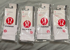 lululemon Logo Ribbed Crew Socks 4 Pairs White Women’s Size M Solid Opaque picture