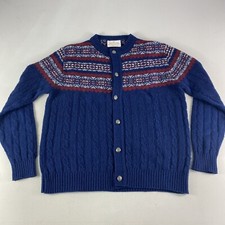 Vintage 60s Jantzen Christmas Isle Cardigan Men’s Large Wool Cobain Sweater picture