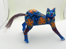 Vintage Hand-Carved Wooden Blue 
