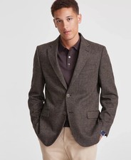 $295 Nautica Men's Brown Modern Fit Herringbone Tweed Sport Coat 46 R yfe0326 picture