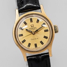 Vintage 1968 **NEAR MINT** OMEGA Geneve Cal.681 Automatic Gold Dial 22mm Women's picture