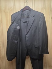 Jos A Bank 40S 34W Charcoal Gray Pinstripe 2 Piece Suit Traveler's Collection picture