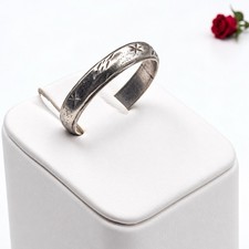 Vintage JC Etched Design 925 Sterling Silver Thin Band Ring, size 6 picture