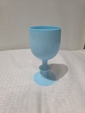 Vintage French Portieux Vallerysthal Blue Opaline Glass Water Goblet 6.5
