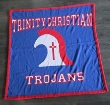 Rare Trinity Christian Academy Trojans Blanket Addison Dallas Texas Logo Knits picture
