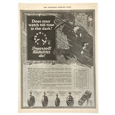 1920 Ingersoll Radiolites Pocket Watches Vtg Print Ad 