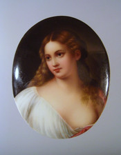 Antique Hand Painted Miniature Portrait on Porcelain Plaque picture