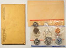1961 US Mint Set, P & D Mints, Silver, Original Cello & Envelope, 10 Coin, C8592 picture