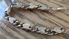 Vintage heavy heart and floral link bracelet- Chunky Romantic Y2K Boho approx 7 picture