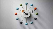 Contemporary Modern Retro Multicolored Antique George Nelson Ball Wall Clock picture