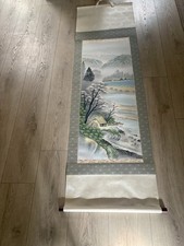 Vintage Japanese Hanging Scroll Kakejiku - Signed Shin'un Landscape Painting picture